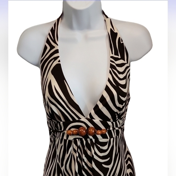 ruby Rox Zebra Print Halter Maxi Dress - Picture 4 of 6
